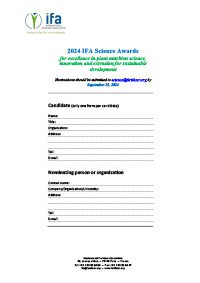 2024 IFA Science Awards Application Form