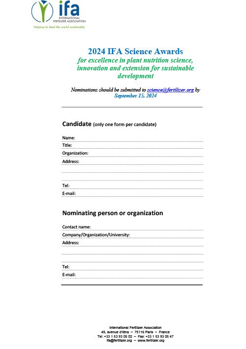 2024 IFA Science Awards Application Form